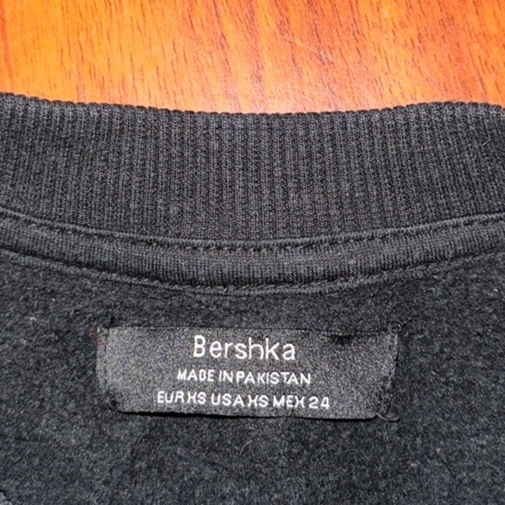 ASOS Bershka oversized sweatshirt long sleeve top fleece in black XS - Picture 4 of 8